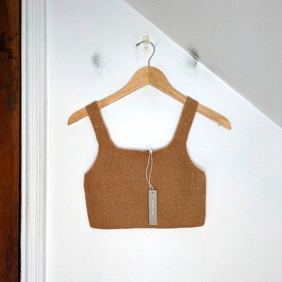 EVERLANE Women's Camel Yak Blend Sweater Knit Cropped Tank NEW Size S - Picture 1 of 6